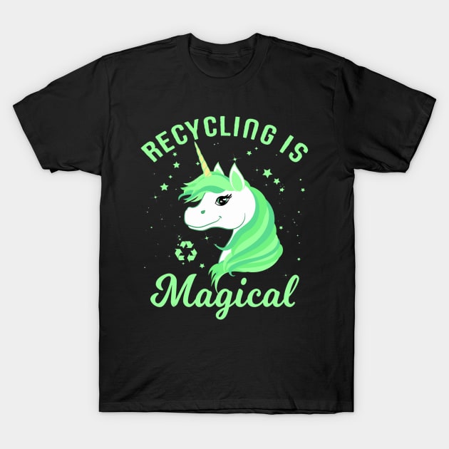 Recycling is Magical Unicorn Earth Day T-Shirt by craiglimu